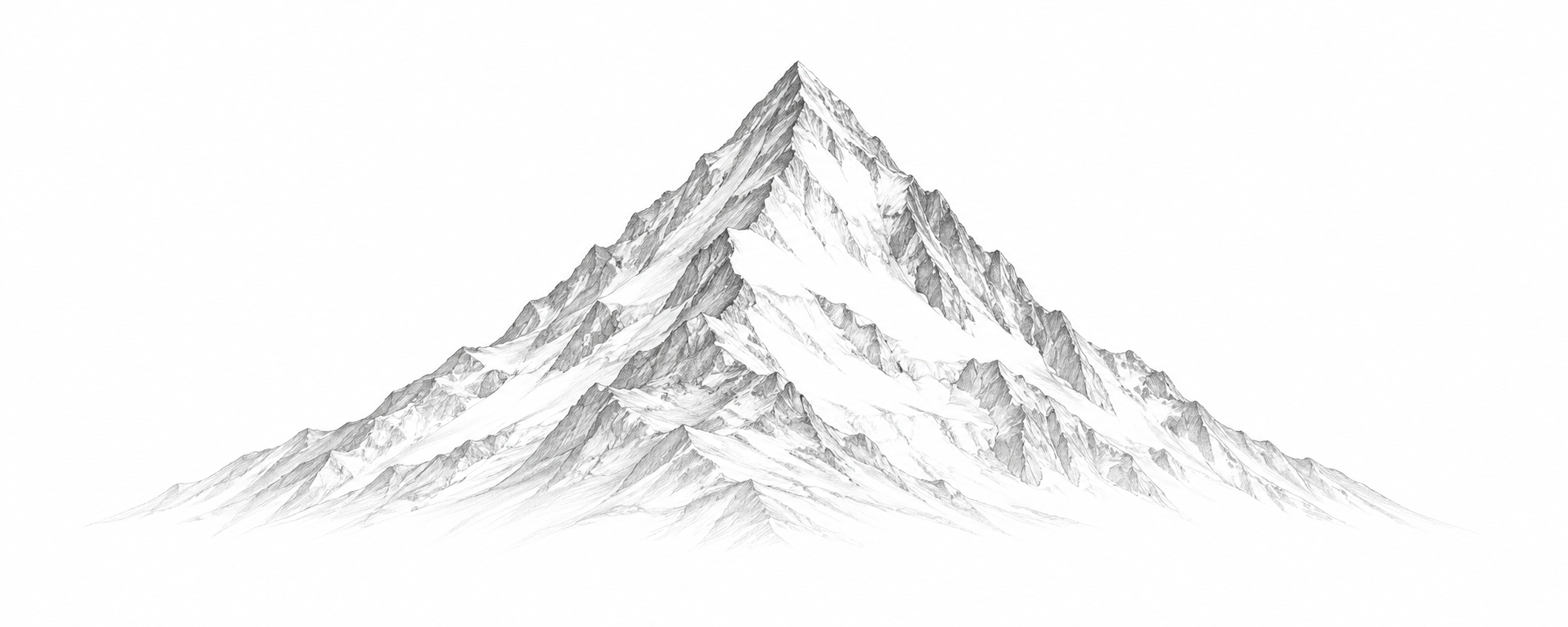 Pencil drawing of one mountain peak